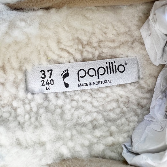 New Birkenstock x Papillo Boston Teddy Shearling Platform Clog in Eggshell - Picture 7 of 10